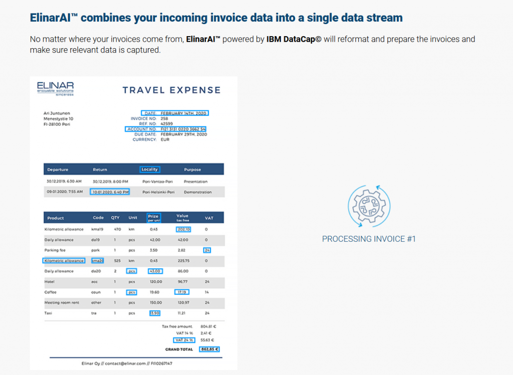 ElinarAI combines your incoming invoice data into a single data stream